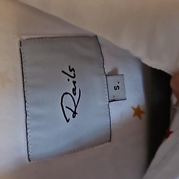 Rails White Whitney Rainbow Twinkle Short Sleeved Buttondown Shirt sz Small - Picture 7 of 7